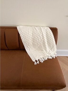 Authentic Mexican Hand Woven Cotton Stripe Throw Blanket - Off White